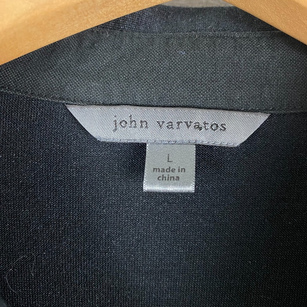 John Varvatos Collection mens Button Shirt Large Silk Cotton black pockets - Picture 3 of 16